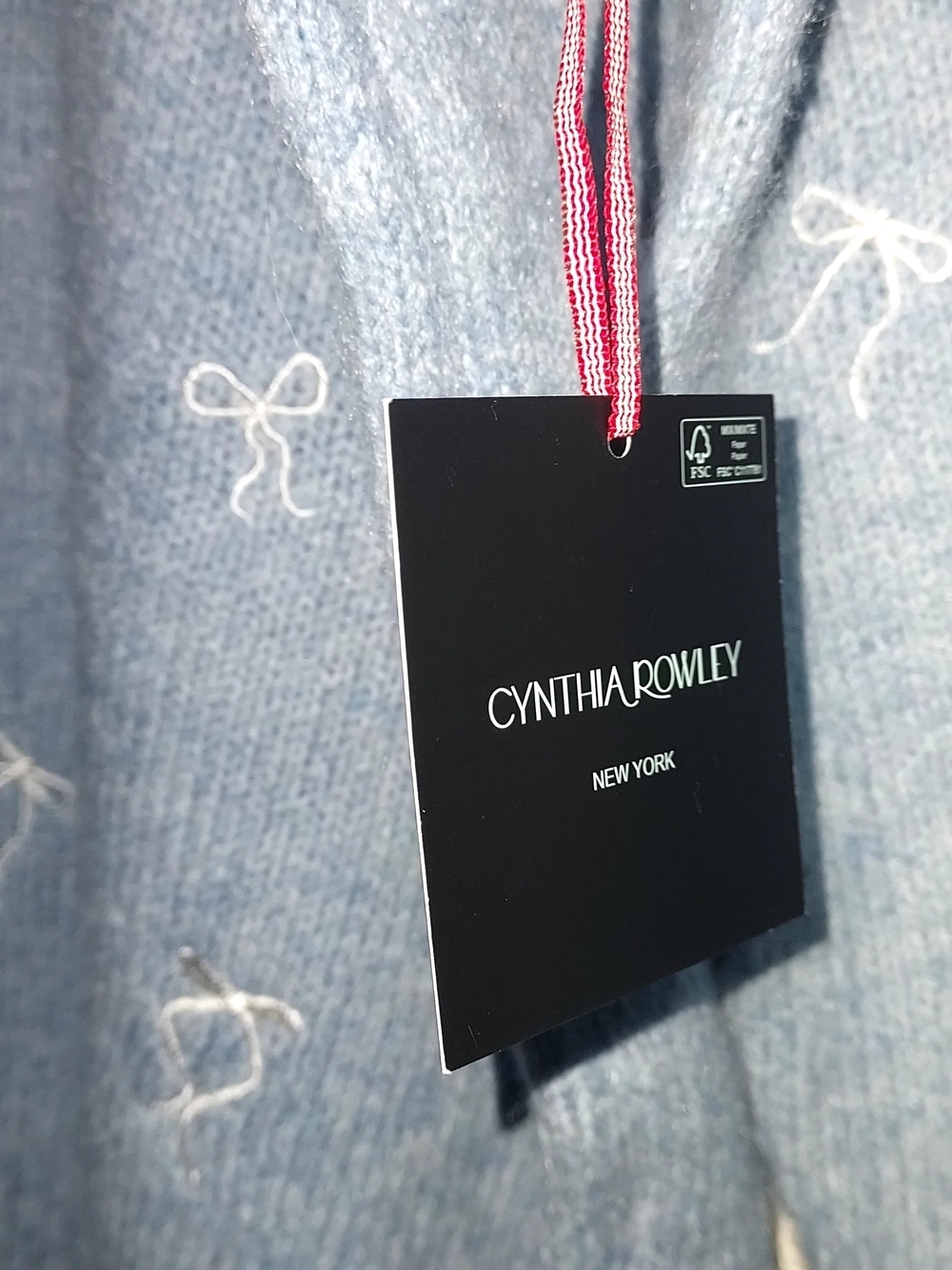 Cynthia Rowley Blue Bow Knit Sweater - Picture 2 of 4